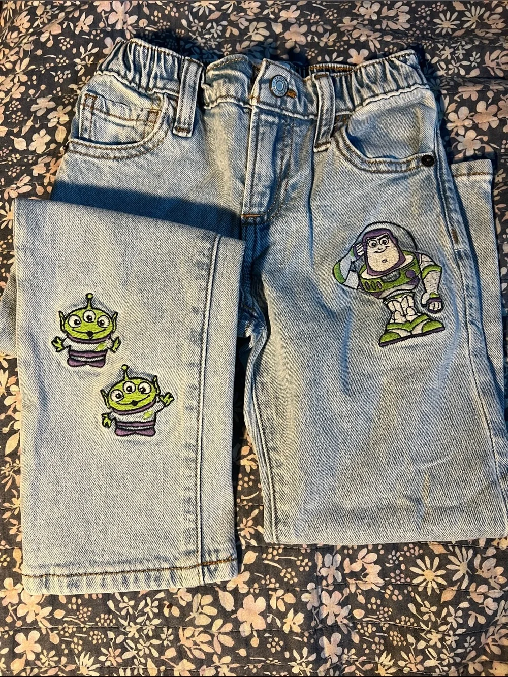 GAP Light Blue Denim Kids Jeans with Buzz & Aliens Embroidery